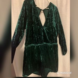 Velvet Green Romper-Plus Size